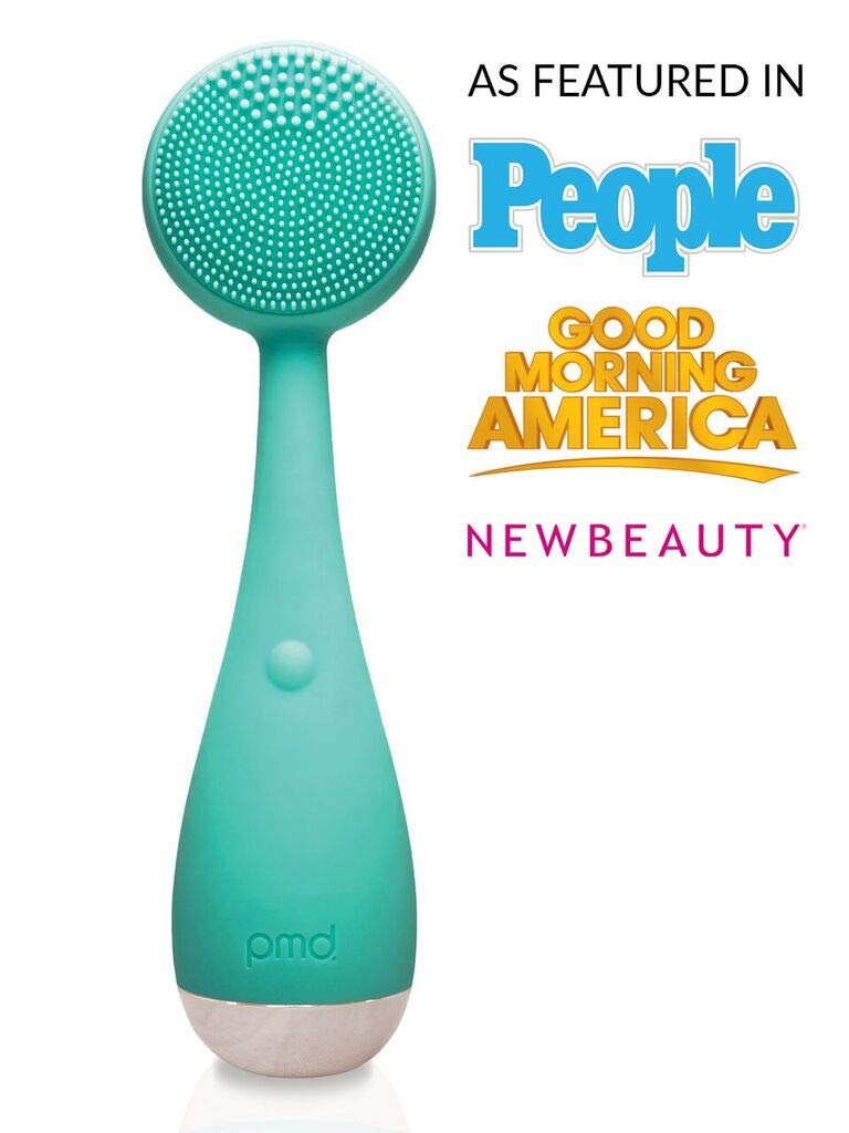 PMD Clean - Smart Facial Cleansing Device with Silicone Brush & Anti-Aging Massager - Waterproof - SonicGlow Vibration Technology - Lift, Firm, and Tone Skin on Face and Body - Teal