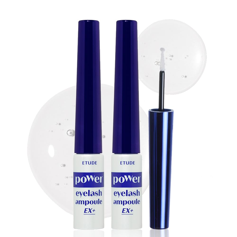 ETUDE Power Eyelash Ampoule (1+1) SET (1.31fl.oz) | Easy and Comfortable Daily Eyelashes Serum | Eyelash Growth Enhancer with Natural Growth Peptides for Long, Thick Lashes | Korean Makeup, Gifting
