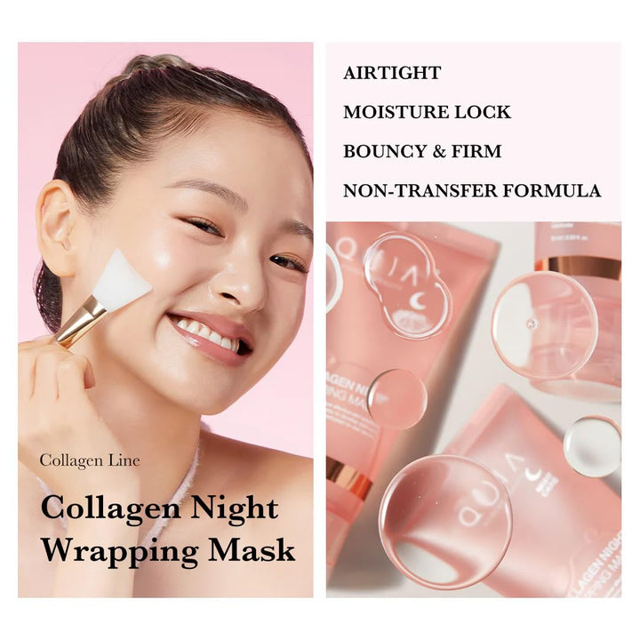 QUIA Collagen Night Wrapping Mask for Glass Skin – Korean Skincare for Hydrated, Radiant Skin – Overnight Firming & Hydration – Easy Peel-Off Formula, Dermatologist-Tested- For All Skin Types