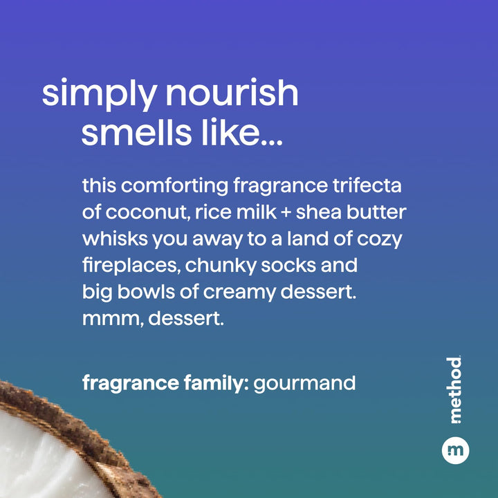 Method Moisturizing Shampoo, Simply Nourish with Shea Butter, Coconut, and Rice Milk Scent Notes, Paraben and Sulfate Free, 14 oz (Pack of 3)