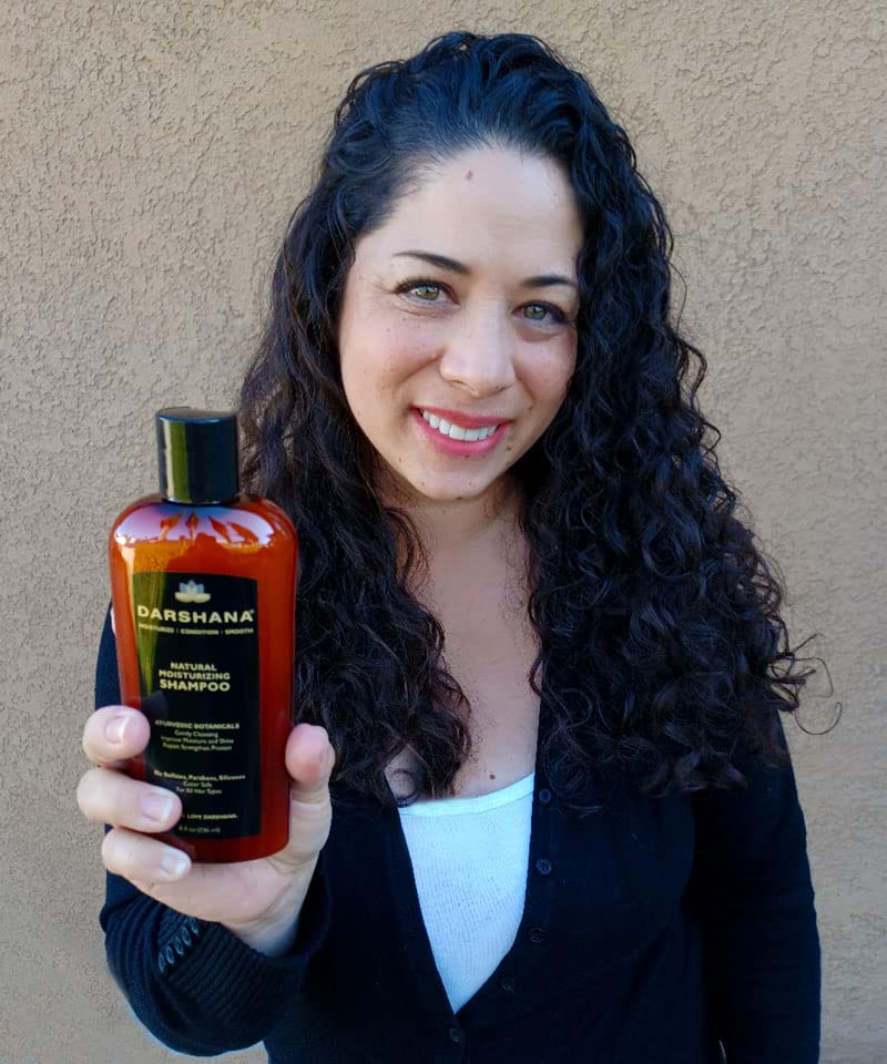 Darshana Natural Moisturizing Shampoo with Ayurvedic Botanicals - Color Safe, No Sulfates, Silicones, Parabens - Improve Moisture and Shine, pH Balanced (8 fl oz.)