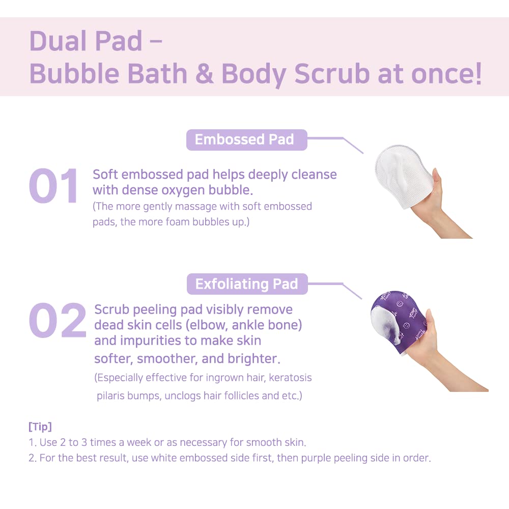 Toi:L Gentle Touch Bubble Peeling Body Pad(5pads), Body Scrub, Exfoliating Mitt for Body, Exfoliating gloves, washcloth, body loofah, dense bubble bath, bath shower, kp bump eraser