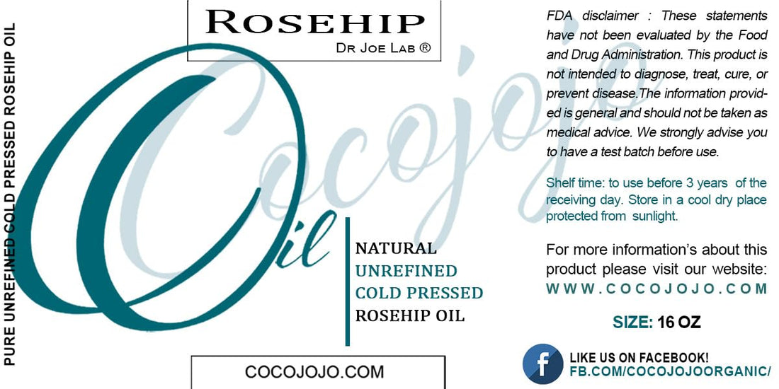 cocojojo Rosehip Oil for Face, Rose Oil for Face, Rose Hip Oil for Face, Rosehip Oil, Pure Unrefined Cold Pressed All Natural for Hair Skin Face Body Nails - 16 Oz