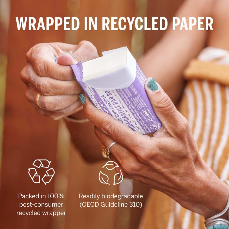 Dr. Bronner's Pure-Castile Magic Soap Bars (Lavender, 5 oz, 6-Pack)- Bath Soap with Regenerative Organic Certified Oils- For Face, Body & Hair - Gentle, Biodegradable, Vegan- Bar Soaps for Men & Women