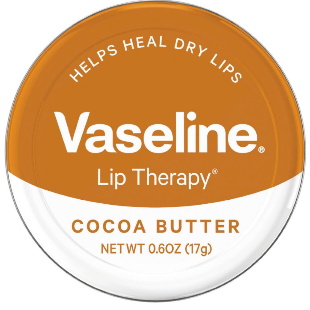 Vaseline Lip Therapy Cocoa Butter Lip Balm Tin 0.6 Oz, 1 Count, White