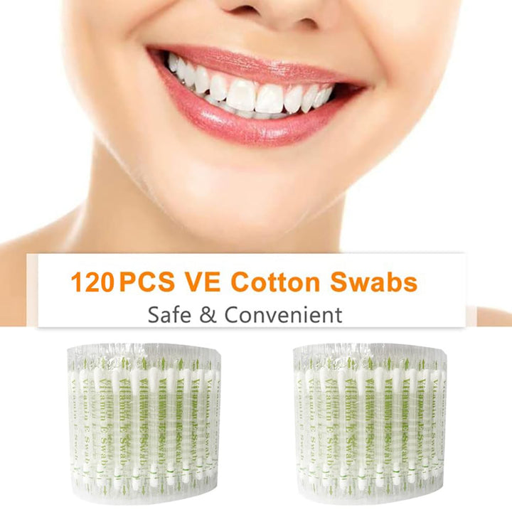 120 Pcs/Pack Lips Oil Cotton Swabs Disposable Oil Q-tip Applicators for Protect Lip Gum Anti-Dry Moisture Use Before Teeth Whitening