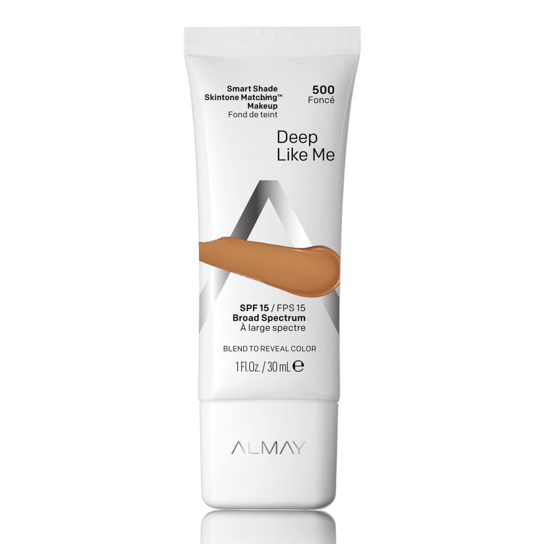 Almay Smart Shade Skintone Matching Makeup, Medium Coverage Natural Finish Foundation with SPF 15, Hypoallergenic, Cruelty Free, -Fragrance Free, Dermatologist Tested, 500 Deep Like Me, 1 oz