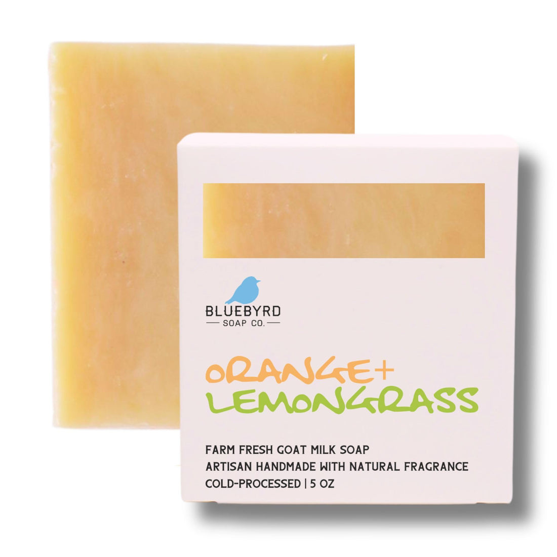 Bluebyrd Soap Orange Lemongrass Goat Milk Bar Soap | Pure Goat Milk Essential Oil Scented Natural Soap | Made for Psoriasis, Eczema, & Dry Sensitive Skin (Orange Lemongrass)