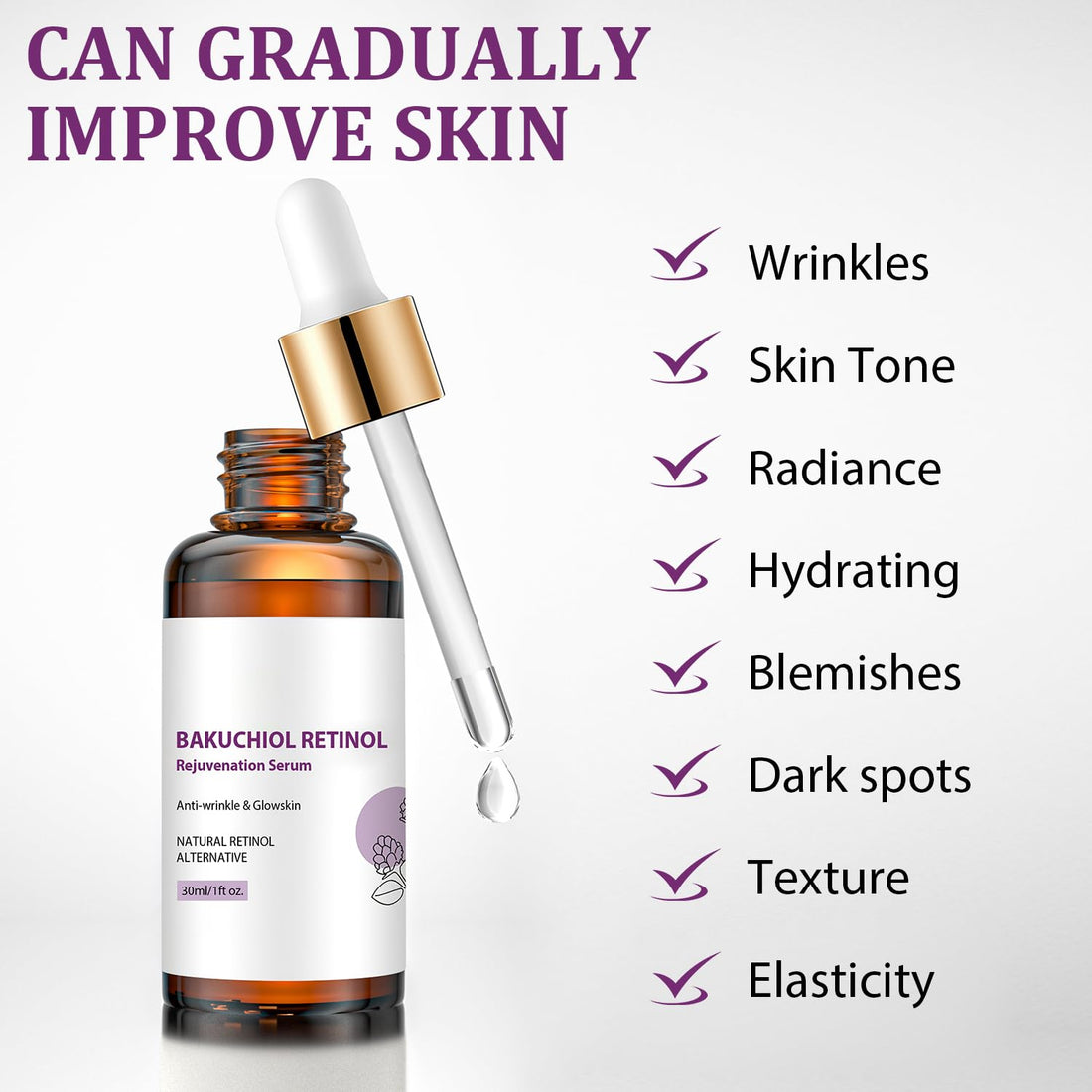 Bakuchiol Retinol Rejuvenation Serum,Venature Bakuchiol Retinol Korean, Retinol Serum for Wrinkles, Best Anti-Aging (2PCS)