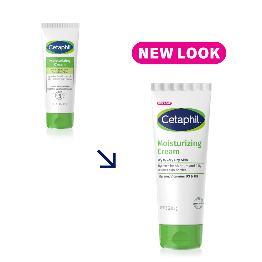 Cetaphil Face & Body Moisturizer, Hydrating Moisturizing Cream for Dry to Very Dry, Sensitive Skin, NEW 3 oz Pack of 3, Fragrance Free, Non-Comedogenic, Non-Greasy