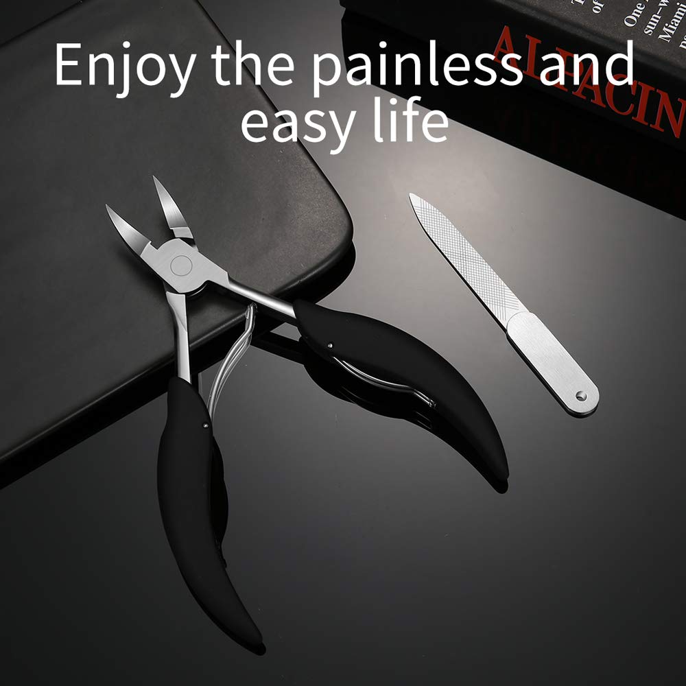 Ingrown toenail Tool,Heavy Duty Podiatrist Thick toenail Clipper with Easy Grip Handle, Stainless Steel Nails Scissors for Seniors,Adults (Included One Nail File)