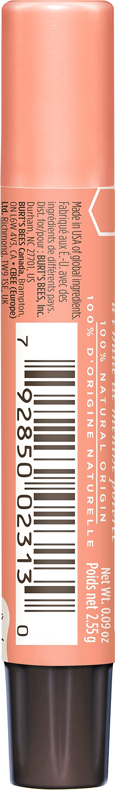 Burt's Bees Lip Balm, Moisturizing Lip Shimmer for Women, for All Day Hydration, with Vitamin E & Coconut Oil, 100% Natural, Apricot, 0.09 Ounce