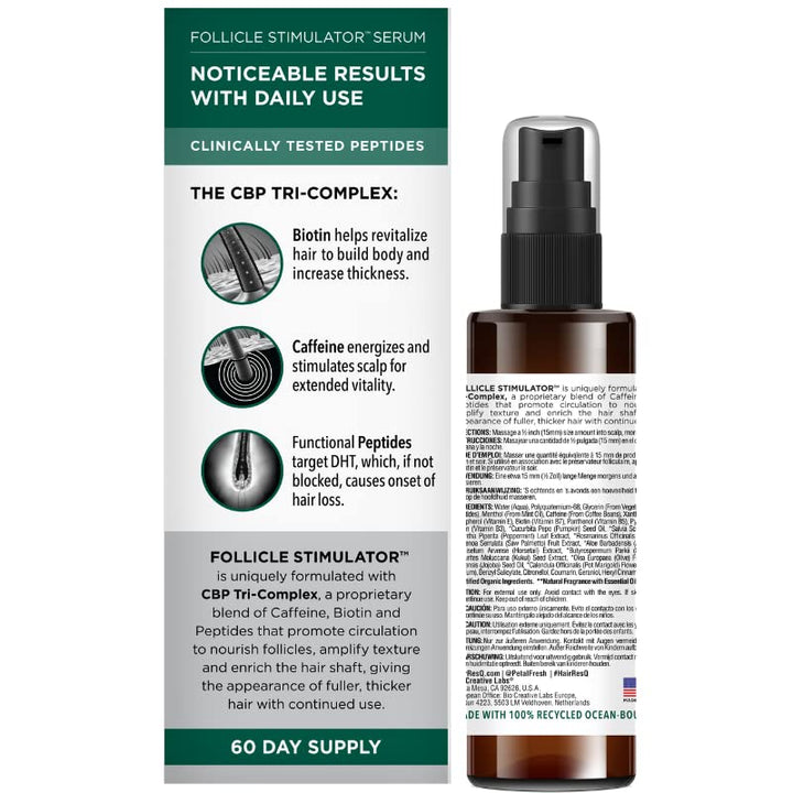 Petal Fresh Hair ResQ Follicle Stimulator - 60 ml | Hair Growth Serum With Clinically tested peptides, Biotin & Caffeine | Free of Silicones & Paraben