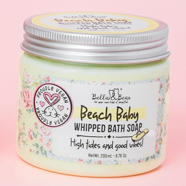 Bella & Bear Beach Baby Whipped Bath Soap And Shave Cream - Body Wash Soap Moisturiser - SLS Free, Paraben Free, Cruelty-Free, Body Care Bath Stuff for Women