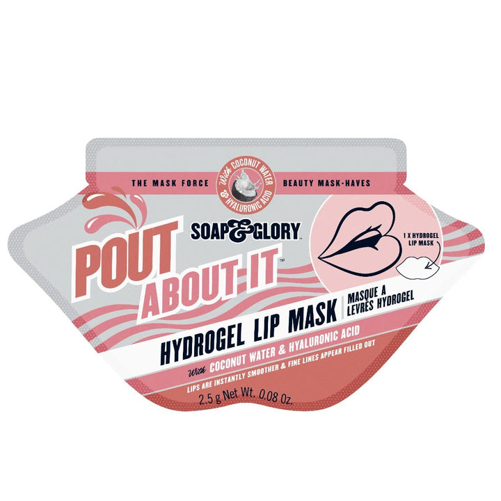 Soap & Glory Pout About It Hydrogel Lip Mask - Hydrating Lip Mask for Smoothed Out Fine Lines - Coconut Water & Hyaluronic Acid for Lips - Instant Results Lip Masks for Dry Lips (2.5g)