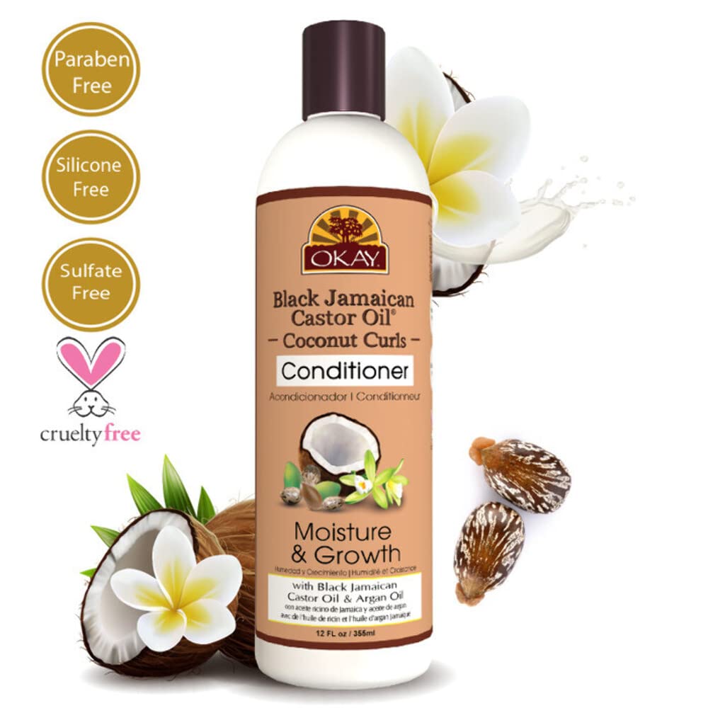 OKAY OKAY-BJCOCOC12 12 oz 355 ml Black Jamaican Castor Oil Coconut Curls Conditioner Moisture Growth