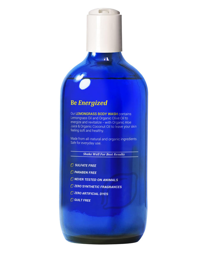 BE-ONE ORGANICS Certified Organic Lemongrass Body Wash Body Wash - Paraben & Sulfate Free - All Natural - Eczema - Sensitive Skin - Vegan - Gentle - For Men & Women - MADE IN USA