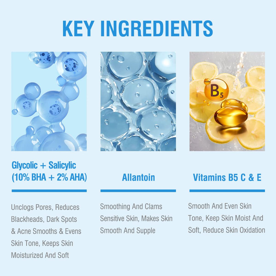 10% Glycolic Acid + 2% Salicylic Acid Peel Pads - BACHERI Resurfacing Pads For Face with Vitamins B5, C & E, Allantoin - Exfoliating Facial Peel for Dark Spots, Blackhead, Acne 55 Pads