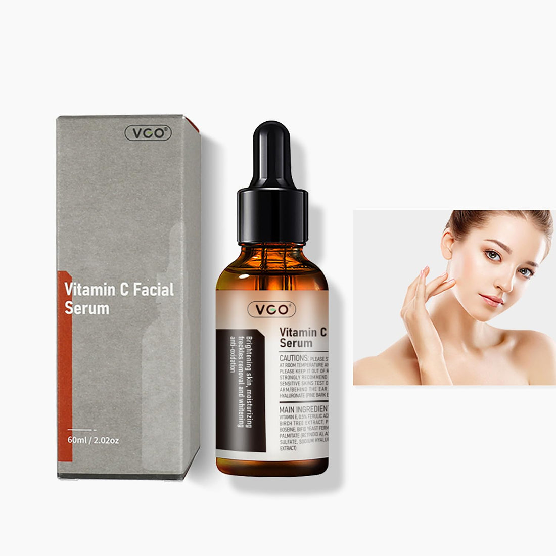 VGO Vitamin C Face Serum, Hydrating Serum with Vitamin C, Hyaluronic Acid, Vitamin E & More for Dullness, Balanced Complexion, Eye Area, Fine Lines & Wrinkles, 60ml / 2.02 fl.oz
