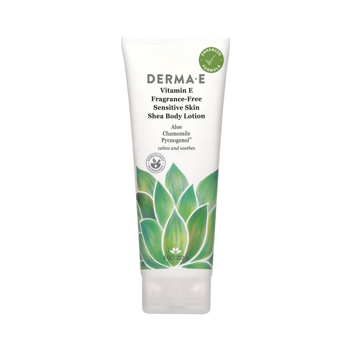 Derma E Vitamin E Intense Moisture Body Lotion, 8 Oz, Fragrance-Free Moisturizing Lotion with Shea Butter, Aloe Vera, Chamomile & Pycnogenol, Soothing Sensitive Skin Lotion
