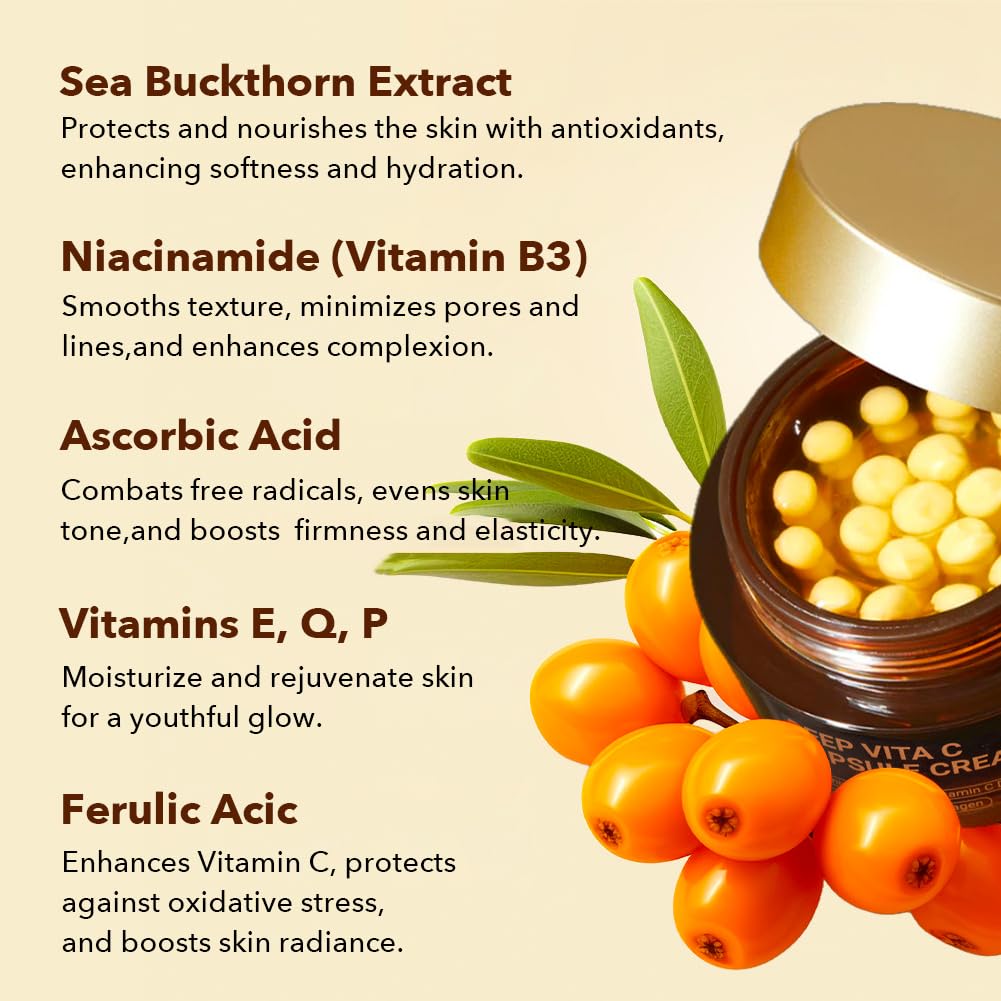 NAILKISS Deep Vitamin C Golden Capsule Face Moisturizer - Liposome Capsules For Wrinkles, Skin Radiance - Transparent Gel with Collagen & Niacinamide for Firming, Repairing, Hydrating Skin Care