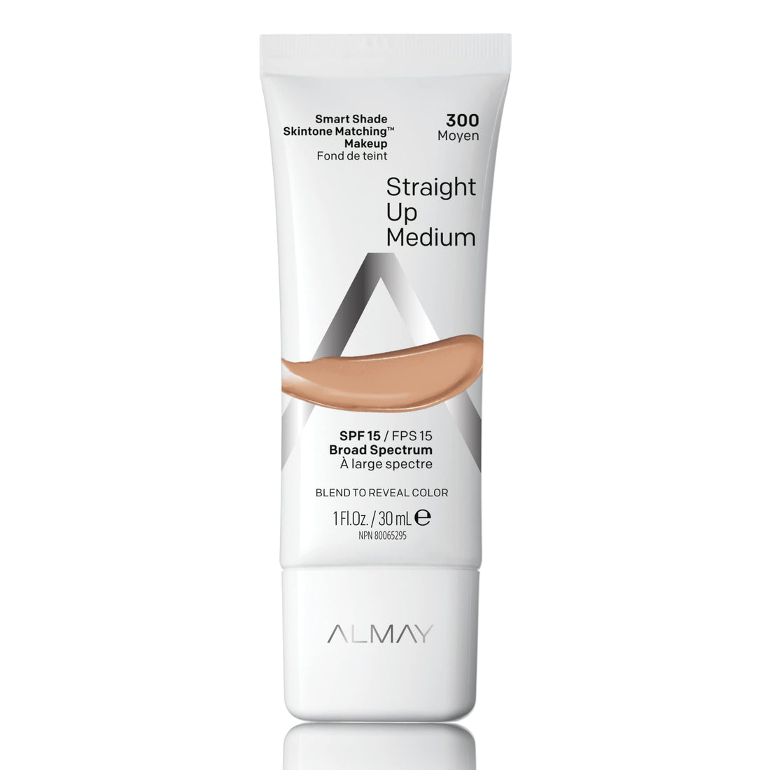 Almay Smart Shade Skintone Matching Makeup, Medium Coverage Natural Finish Foundation with SPF 15, Hypoallergenic, Cruelty Free, Fragrance Free, Dermatologist Tested, 300 Straight Up Medium, 1 oz