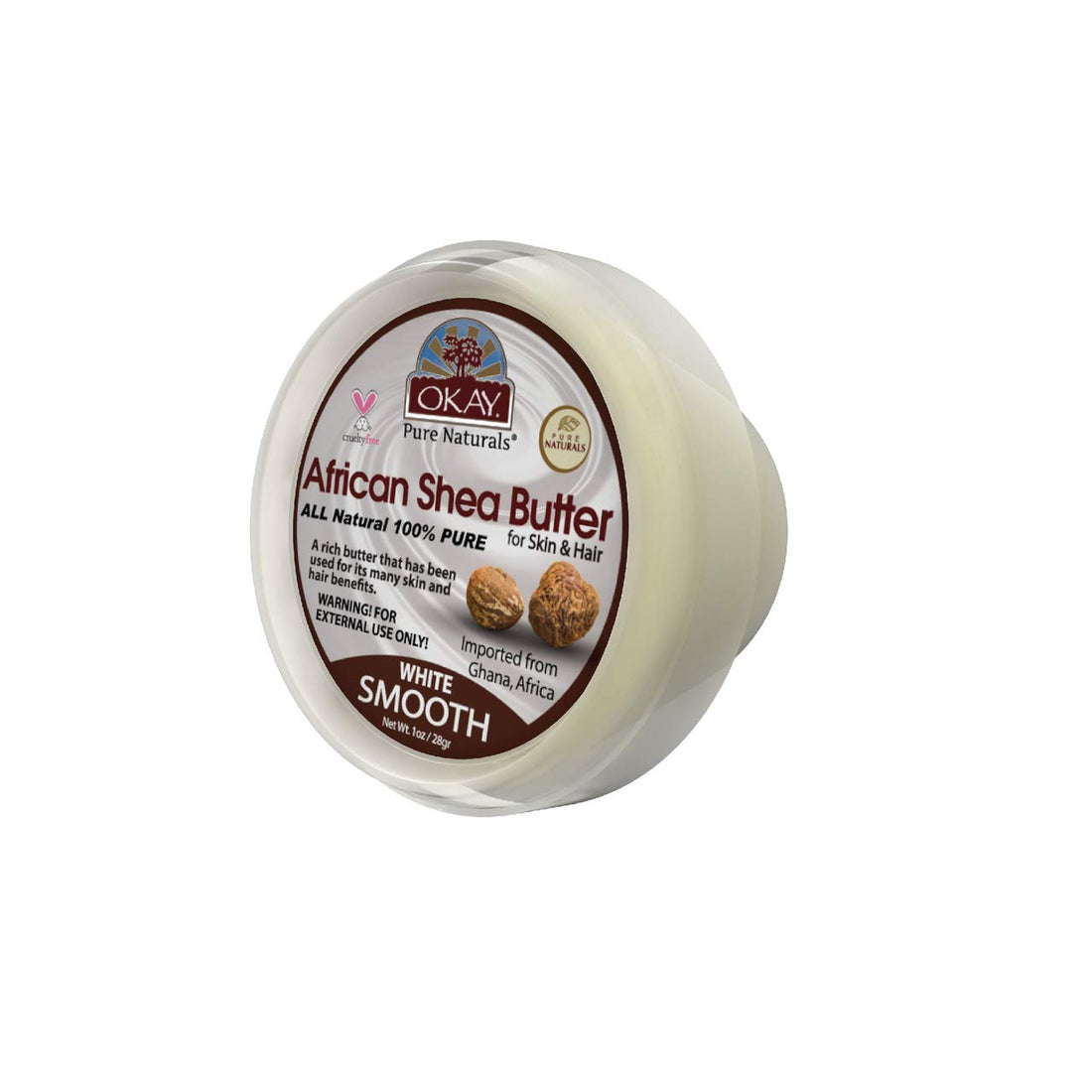 Okay Shea Butter Jar, White, 1 Ounce