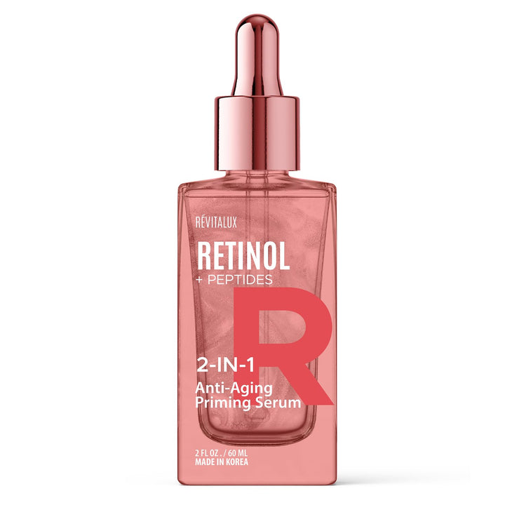 RevitaLux Retinol & Peptides 2-in-1 Serum - Anti-Aging, Smooths Fine Lines, Wrinkle Treatment, Hydrating, Dermatologist Tested, Cruelty-Free Korean Skin Care for All Skin Types - 2 Fl. Oz
