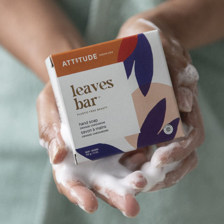ATTITUDE Soap Bar, Natural Origin, Nourishing Cleanser for Hands and Body, Repairs and Soothes Dry skin, Avocado Oil & Shea Butter, EWG Verified & Vegan, Orange Cardamom, 4 Oz