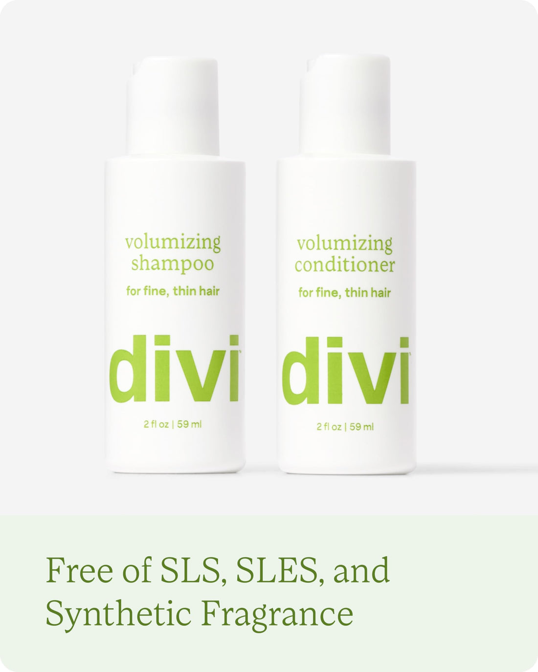 Divi Mini Volumizing Shampoo & Conditioner - Lightweight Formula for Fine Hair - Designed to Strengthen and Protect the Hair from Damage - Travel Size, 2oz