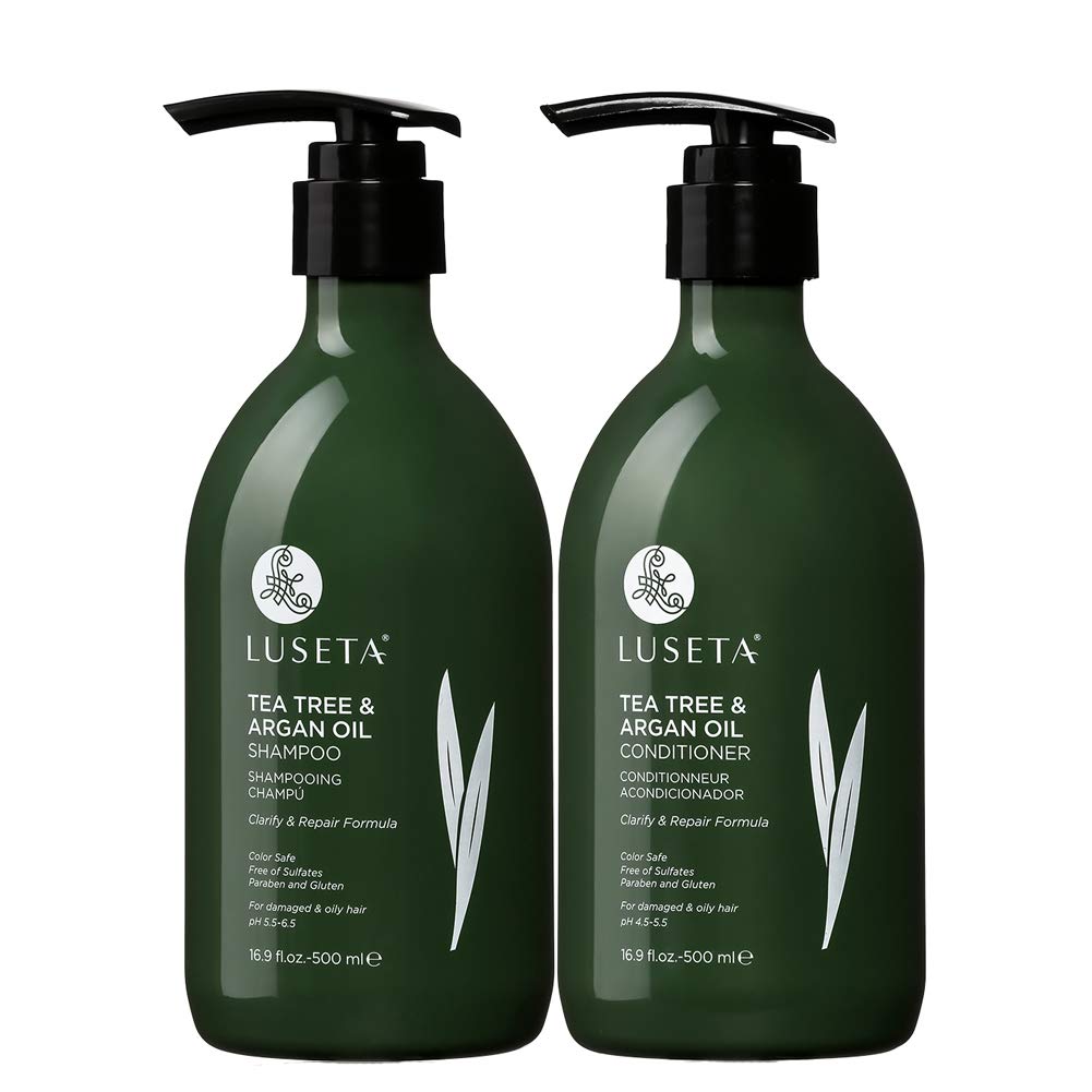 Luseta Tea Tree & Argan Oil Detangling Shampoo & Conditioner Set, 2 x 16.9 Oz : Tea Tree & Argan Oil, 16.9 Fl. Oz (Pack of 2)