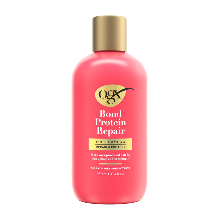 OGX Repair & Protect Bond Protein Repair Pre-Shampoo, Pre-Shampoo Hair Treatment Helps Mend Over-Processed Hair for Shine & Stronger Hair*, Sulfate-Free Surfactants, 8.4 fl. oz
