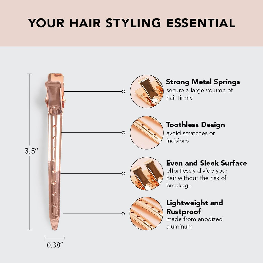 Kitsch Kitsch Pro Styling Clip, 6 Count (Gold)