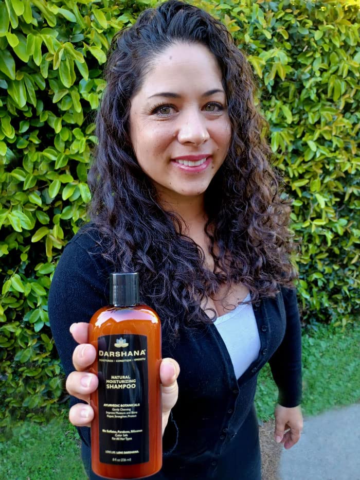 Darshana Natural Moisturizing Shampoo with Ayurvedic Botanicals - Color Safe, No Sulfates, Silicones, Parabens - Improve Moisture and Shine, pH Balanced (8 fl oz.)