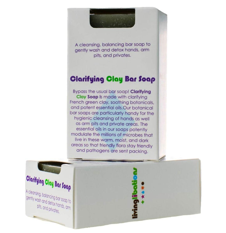 LIVING LIBATIONS - Organic Clarifying Green Clay Soap Bar | Natural, Wildcrafted, Vegan Clean Beauty (4.23 oz | 120 g)