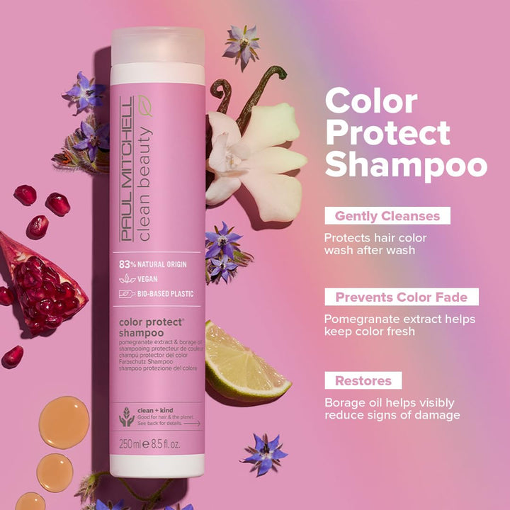 Paul Mitchell Clean Beauty Color Protect Shampoo, Gently Cleanses, Protects Hair Color, For Color-Treated Hair, 8.5 fl. oz.
