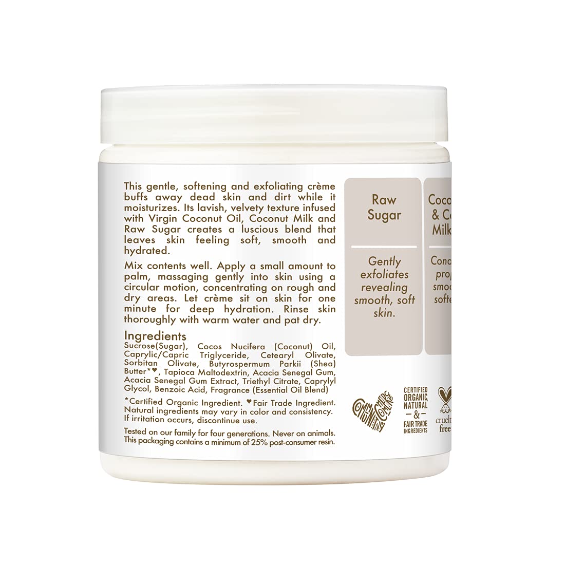 SheaMoisture Daily Hydration Crème Sugar Scrub Care for Dry Skin 100% Virgin Coconut Oil Acacia Senegal Exfoliating Scrub, Coffee, 8 Oz
