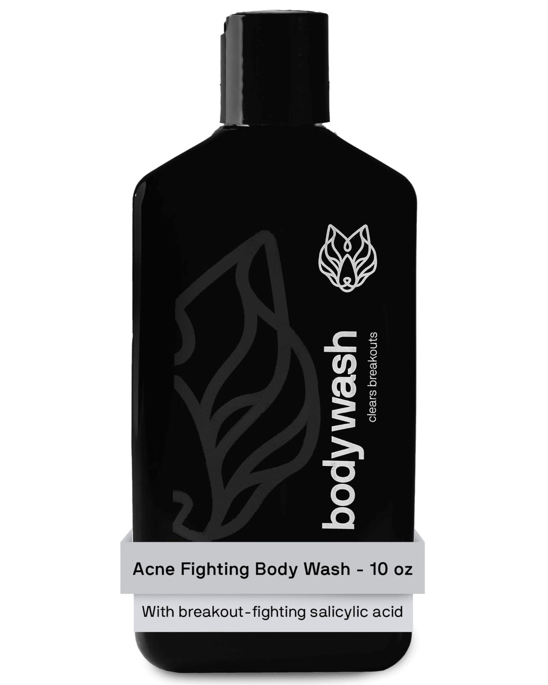 Black Wolf Salicylic Acid Body Wash for Men - 10 Fl Oz Men's Acne Body Wash - Charcoal Helps Reduce Acne Breakouts & Cleanse Your Skin - Full Coverage & Deep Clean Treatment - Men's Bodywash