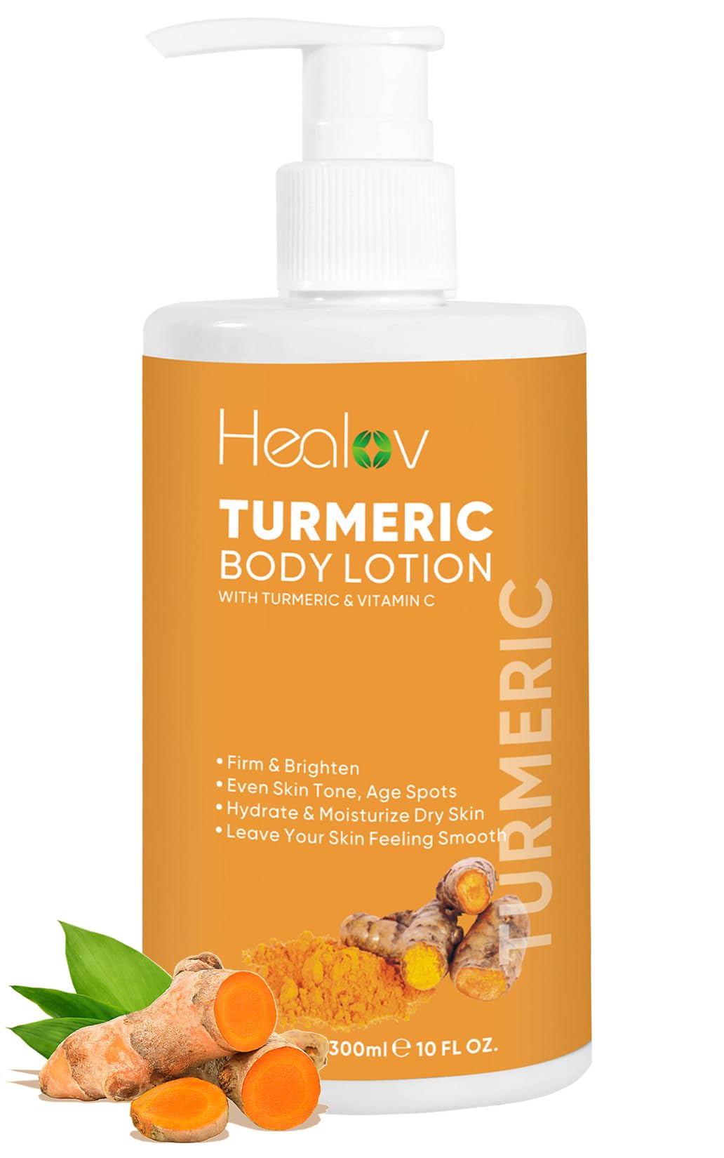 Healov Turmeric Lotion for Spots - Natural Turmeric Skin Brightening Cream for Face & Body - Cleanse Skin, Fight Acne, Even Tone, Clear Scars, Sun Damage, & Discoloration - with Vitamin C