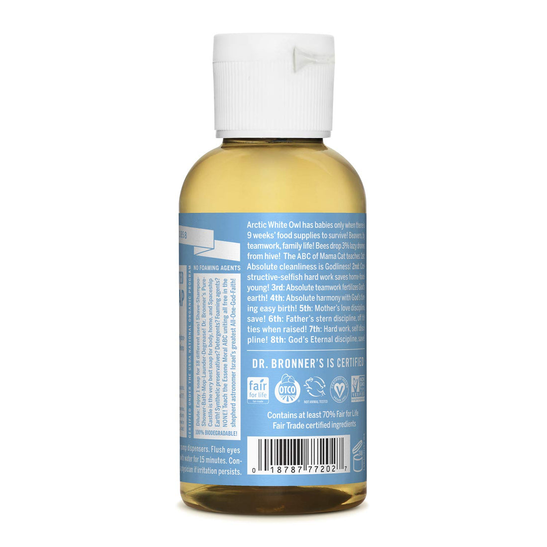 Dr. Bronner’s - Pure-Castile Liquid Soap (Baby Unscented, Travel Size, 2 ounce) - Made with Organic Oils, 18-in-1 Uses: Face, Body, Hair, Laundry, Pets and Dishes, Concentrated, Vegan, Non-GMO