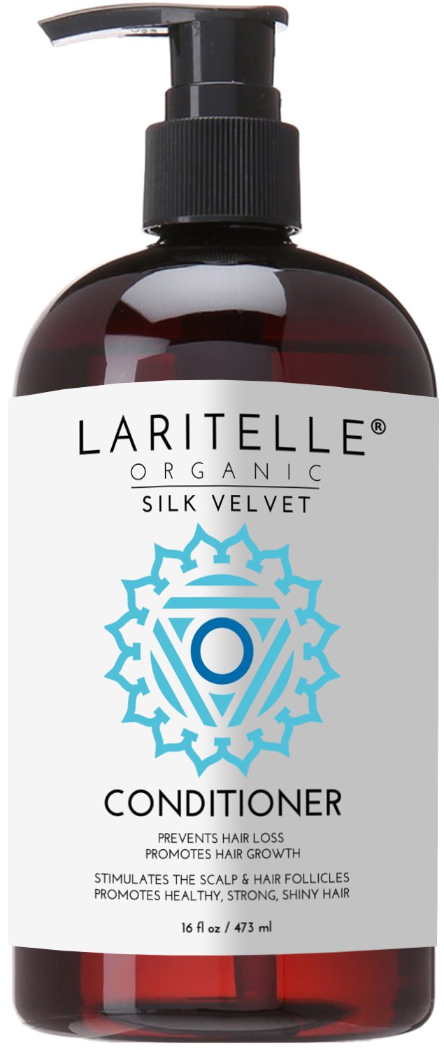 Laritelle Organic Conditioner 16 oz | Organic Prunella, Sesame, Flaxseed, Shea + Keratin + Biotin + Renewing Hair Growth Rosemary, Geranium, Myrtle, Ravintsara, Chamomile and Laurel Leaf | GF