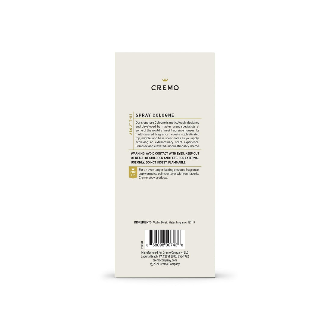 Cremo Cologne for Men - Spice & Black Vanilla Mens Cologne Spray - An Explosion of Vibrant Spices, Dark Woods and Black Vanilla, Fragrances For Men, 3.4 Fl Oz