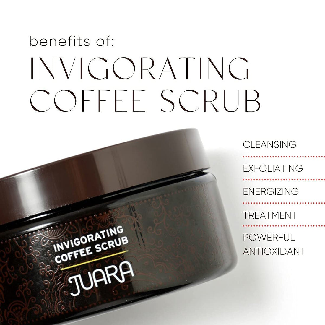 JUARA - Invigorating Coffee Scrub | Smooth Rough Skin | Body Exfoliator | Chocolate, Espresso Scent | Hydrating Polish | Rejuvenating Cleanse | Cruelty Free, Paraben, Sulfate Free, Vegetarian | 8 oz