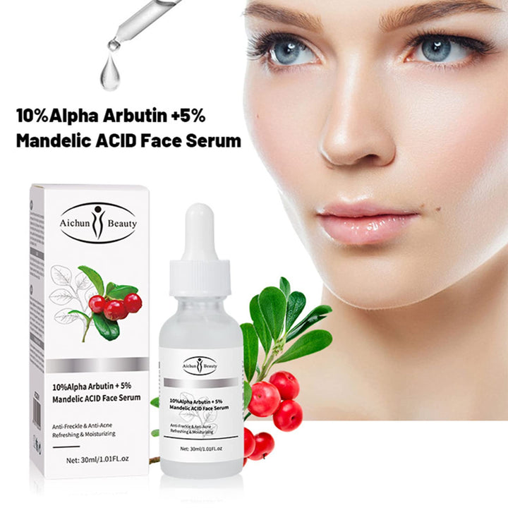 AICHUN BEAUTY Face Serum Eye Essence Anti-Wrinkles Anti-Acne Oil-Control Anti-Freckle Refreshing Moisturizing Purifying Shrink Pores 30ml 1.01FL.oz (10% Alpha Arbutin + 5% Mandelic ACID Face Serum)