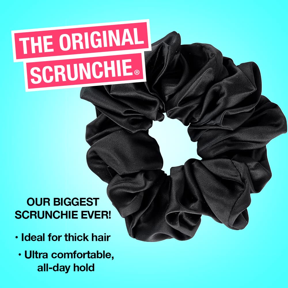 Scunci Jumbo Black Satin Scrunchie, Black