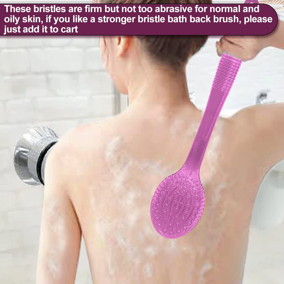 SUPERWASH PLUS Shower Back Bath Brush, Long Handle Shower Brush with Medium Stiff Bristles for Exfoliating Body, 2 Packs Back Scrubber for Men & Women