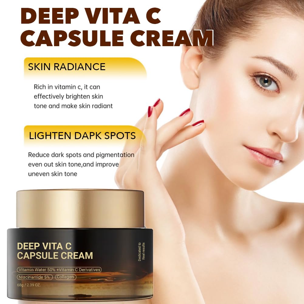 NAILKISS Deep Vitamin C Golden Capsule Face Moisturizer - Liposome Capsules For Wrinkles, Skin Radiance - Transparent Gel with Collagen & Niacinamide for Firming, Repairing, Hydrating Skin Care