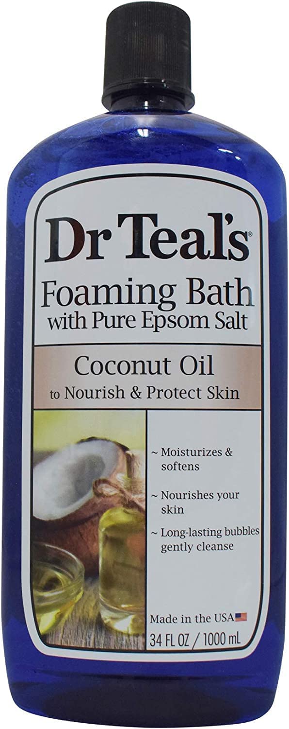 Dr Teal's Foaming Bath Variety Gift Set (2 Pack, 34oz Ea) - Melatonin Sleep Bath, Nourish & Protect with Coconut Oil - Essential Oils Blended with Pure Epsom Salt Ease Pain & Promote Better Sleep