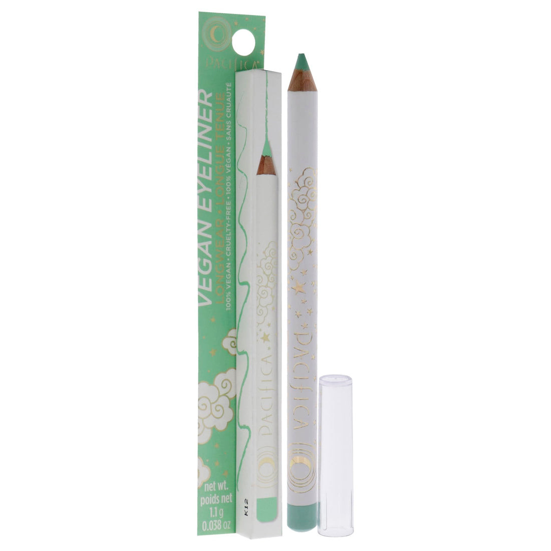 Pacifica Beauty, Longwear Pastel Green Eyeliner Pencil, Mint, Pigmented Vibrant Color, Vitamin E + Coconut Oil, No-Skip Formula, Graphic Liner, Vegan & Cruelty Free