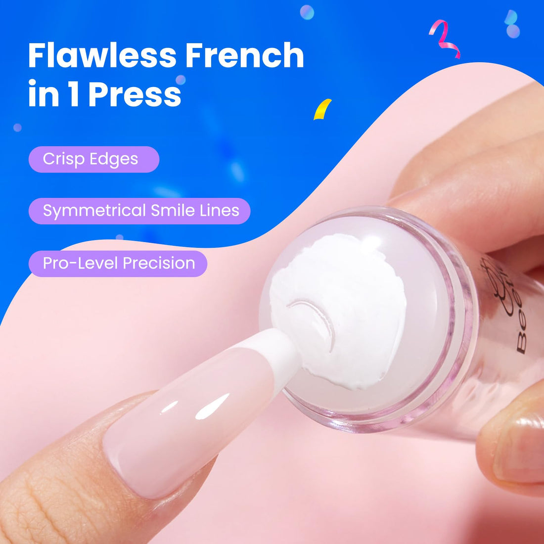 Beetles Nail Stamp 3Pcs Silicone French Tip Nail Stamp Kit with Replacement Nail Stamper Heads and Scrapers Soft Silicone Nail Printing Tool for Home Manicure Diy Nail Art Salon Gifts for Girls